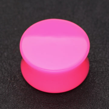 Detail View 1 of A Pair of Neon Colored UV Acrylic Double Flared Ear Gauge Plug-Pink